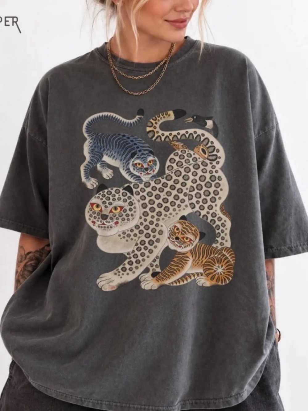 Comfort Colors Pepper Short Sleeve Tee with Multi-Animal Graphic